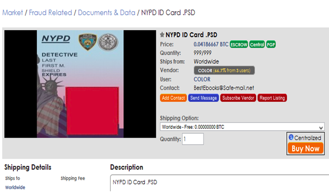 Stolen Accounts And Bogus Nypd Badges For Sale At Dark Web Marketplaces