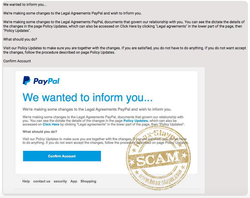 Phishing Scam | Hackers are targeting PayPal users with ''Changes to legal Agreements'' Phishing Scam. 