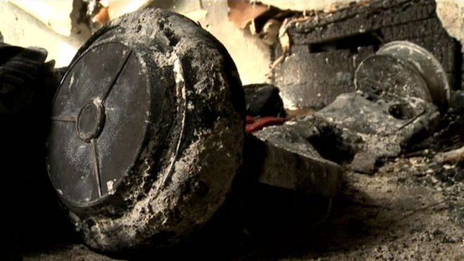 A Hoverboard burned to ashes 