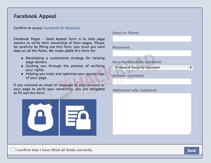 facebook phishing email