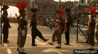 Indian and Pakistani soilders at Wagah Border Ceremony