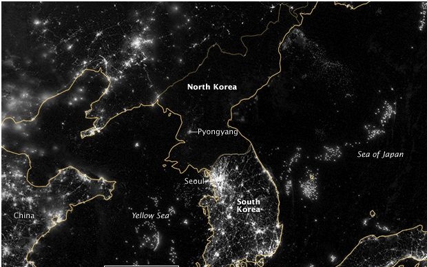 North Korea at night (Courtesy of NASA)