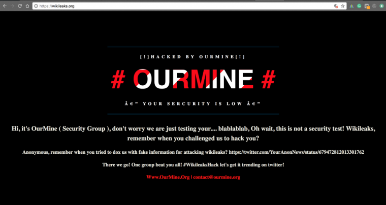 WikiLeaks official website hacked by OurMine hacking group