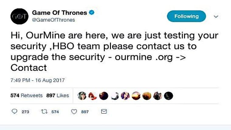 Social media accounts of HBO, Game of Thrones and others hacked