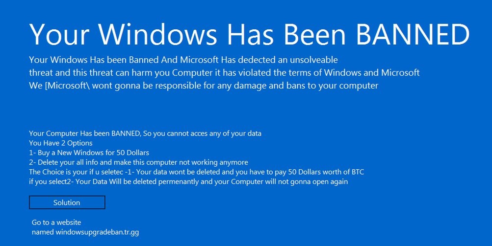 "Your Windows has Been Banned" Malware Re-emerges with Higher Ransom Demand