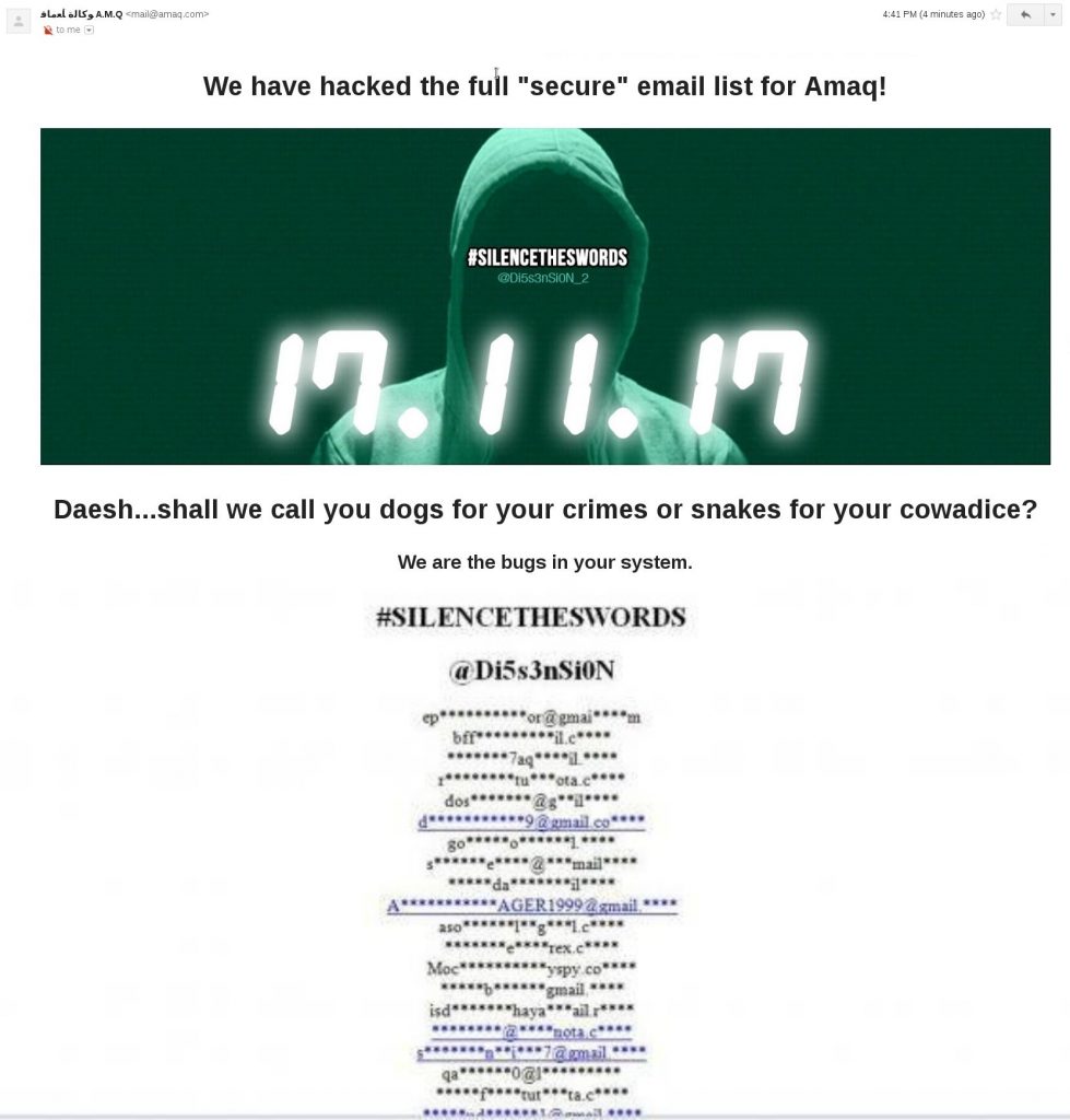 Muslim hackers expose subscribers list by hacking ISIS website