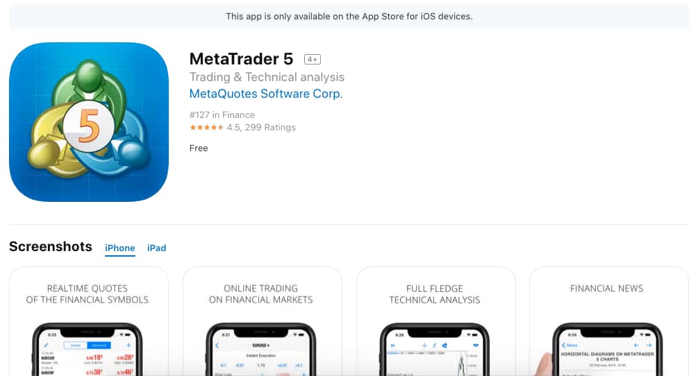 MetaTrader 4 vs MetaTrader 5 iPhone app