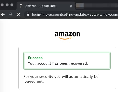 Amazon "account disabled" phishing scam stealing credit card data