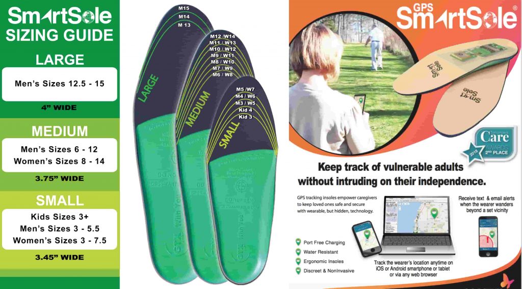 Shoe with GPS embedded insole track 'lost' alzheimer’s & dementia patients