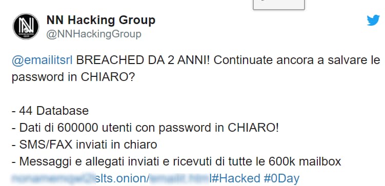 Italian email provider Email.it hacked with data on sale