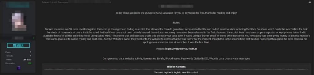 OGUsers hacking forum hacked; 200K+ user accounts dumped on rival forum