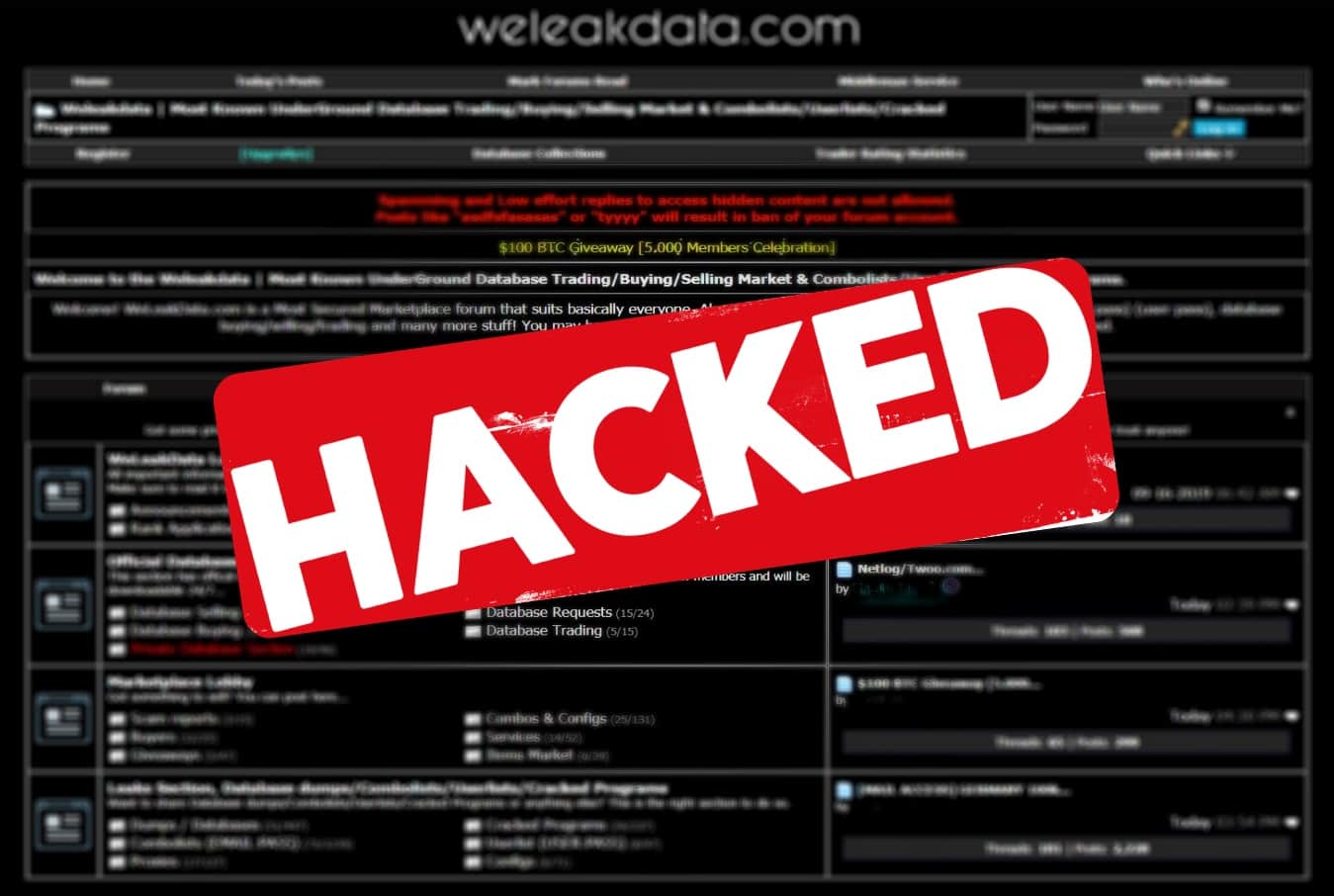Stolen database trading site WeLeakData hacked; data leaked