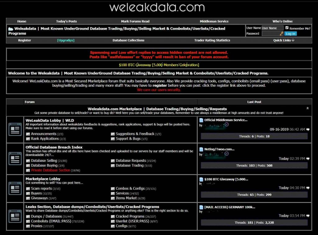 Stolen database trading site WeLeakData hacked; data leaked