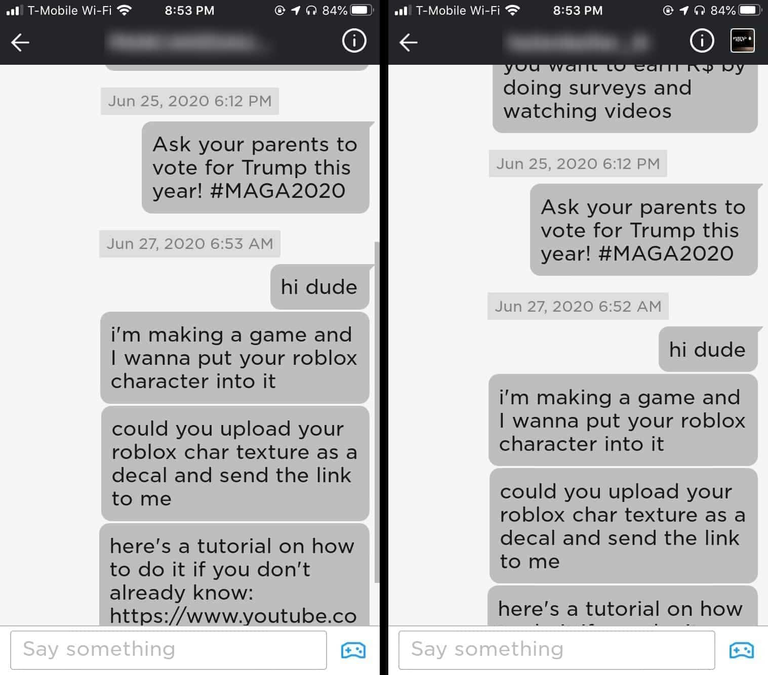 Hackers Deface Roblox Accounts With Pro Trump Messages - roblox number for tech support