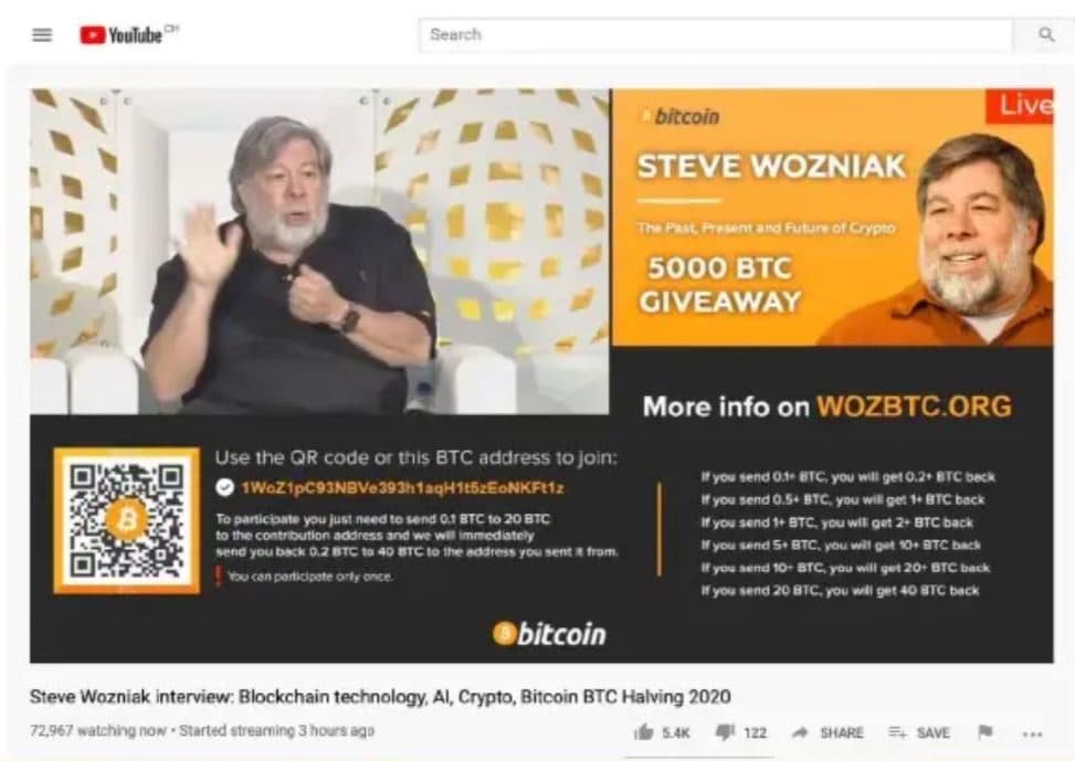 Apple co-founder Steve Wozniak to sue YouTube over bitcoin scams on his name
