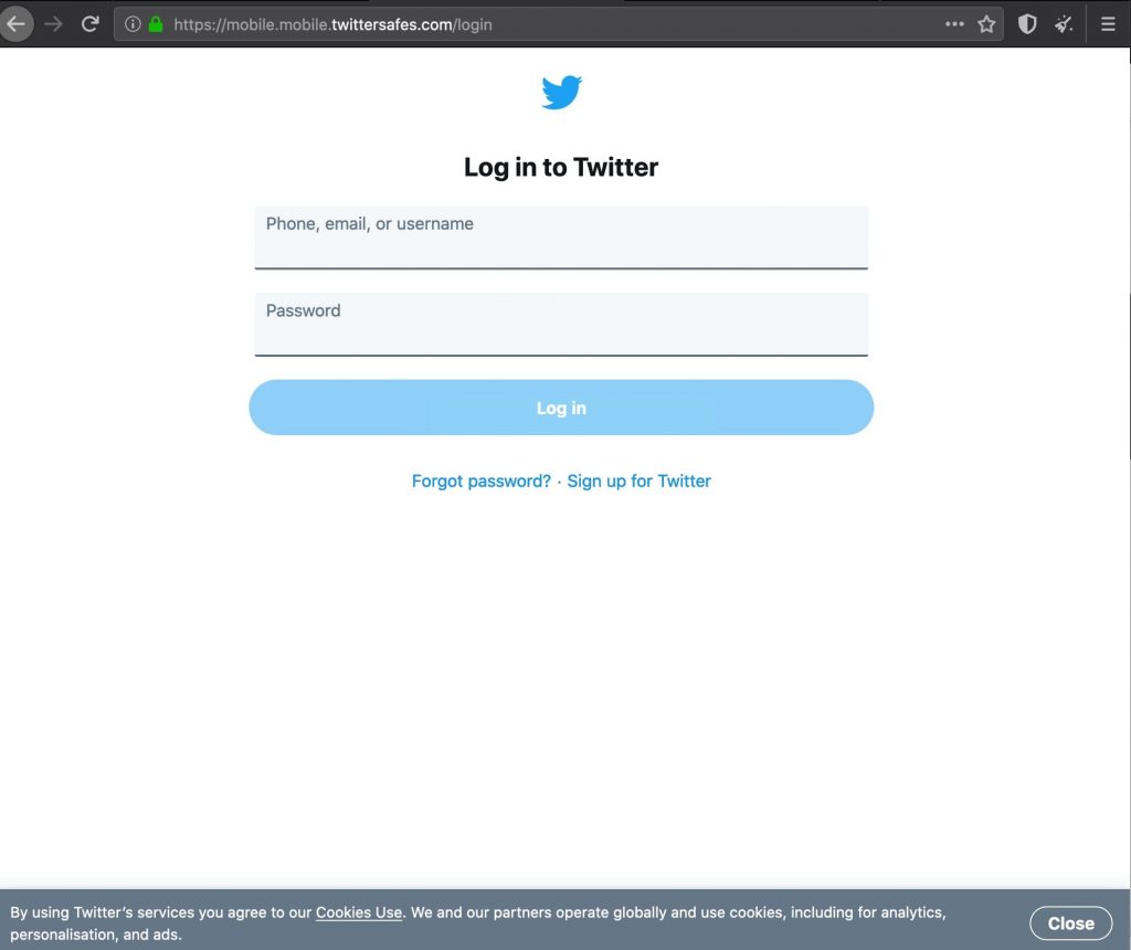 Phishing campaign inspired from Twitter's latest security response