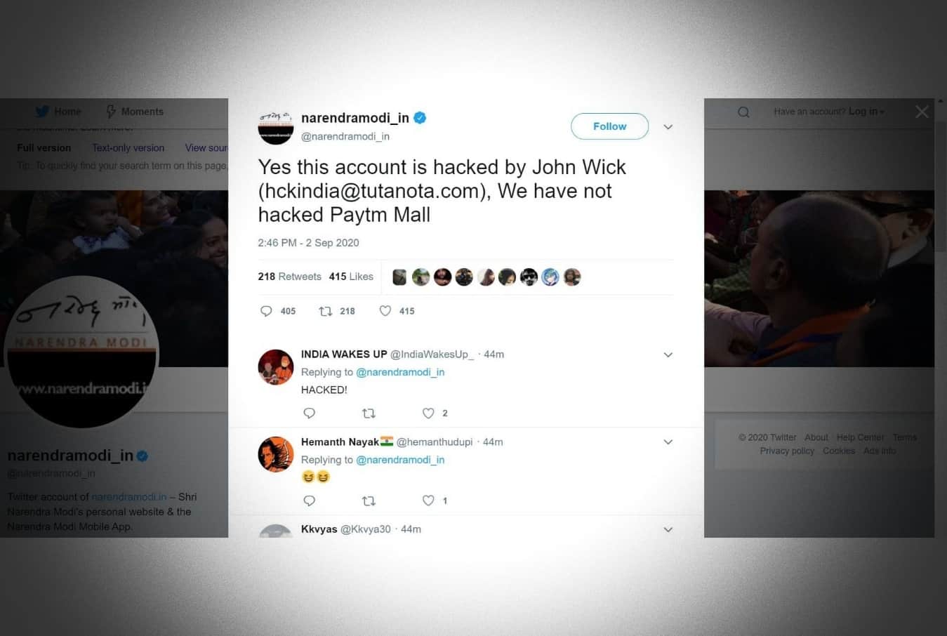 Indian PM Modi’s Twitter handle hacked to ask for Bitcoin donations