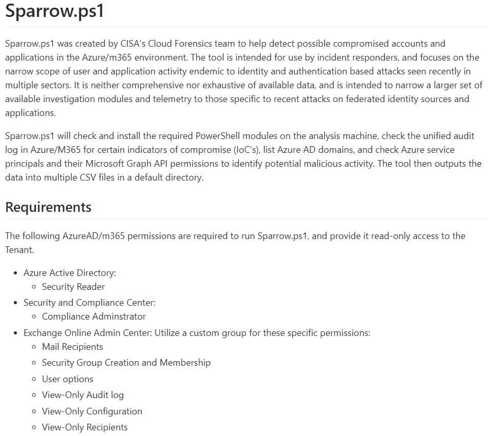 CISA's Sparrow.ps1 tool detects malicious activity on Azure, Microsoft 365