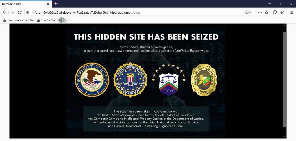 NetWalker ransomware disrupt; cryptocurrency and domain seized