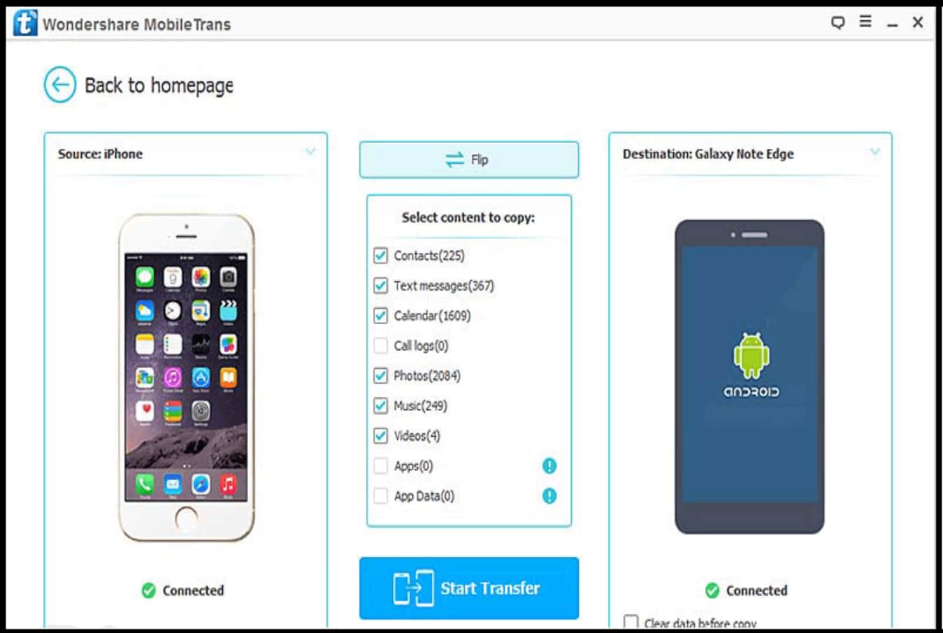 Transferring Whatsapp data from iPhone to Android with MobileTrans