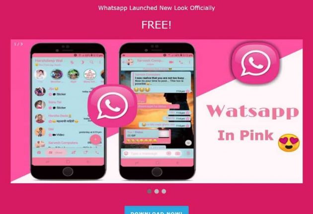 Main page of the malicious website that promotes fake and malicious WhatsApp pink (Image: Rajshekhar Rajaharia)