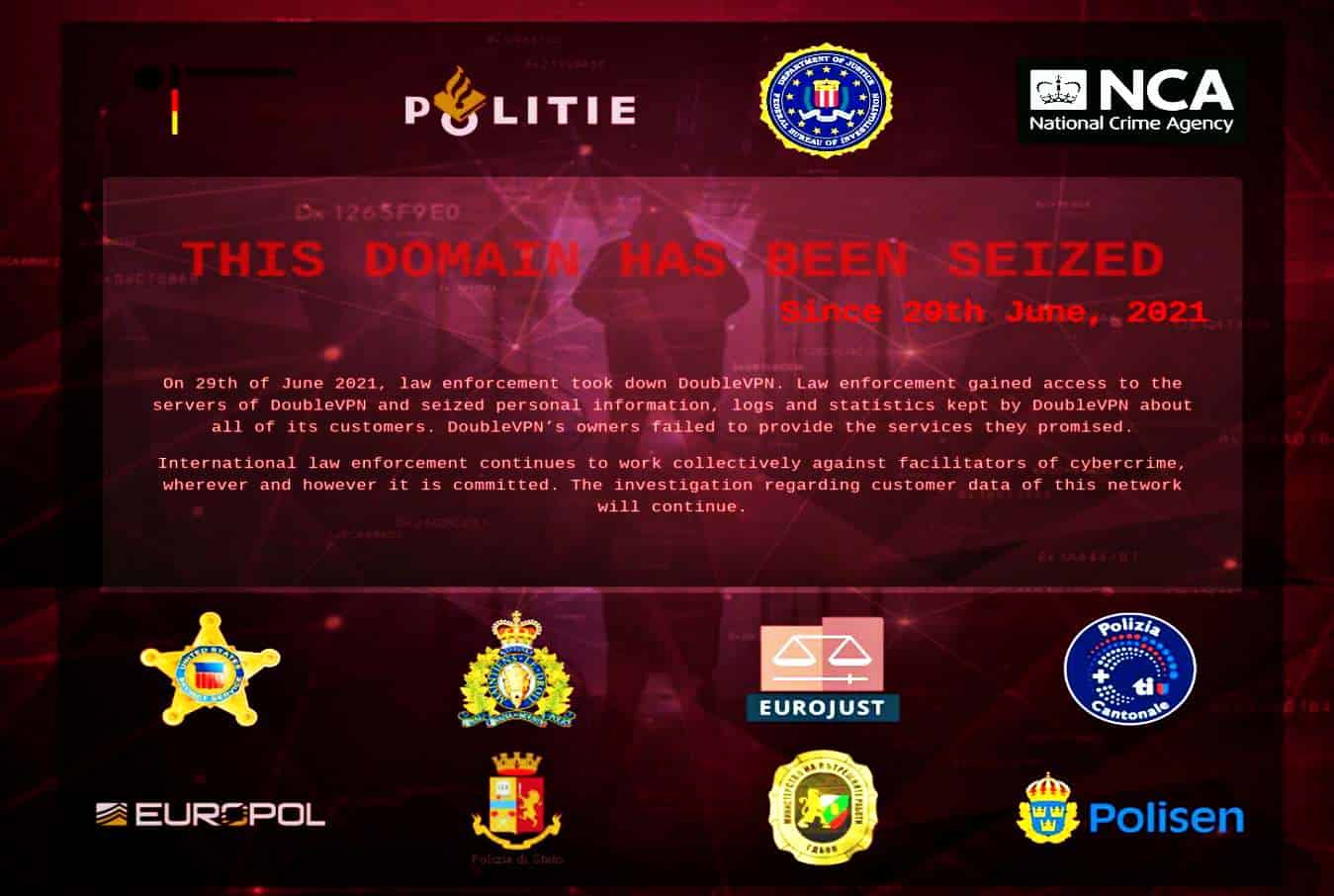 Domain, servers of DoubleVPN used by ransomware gangs seized
