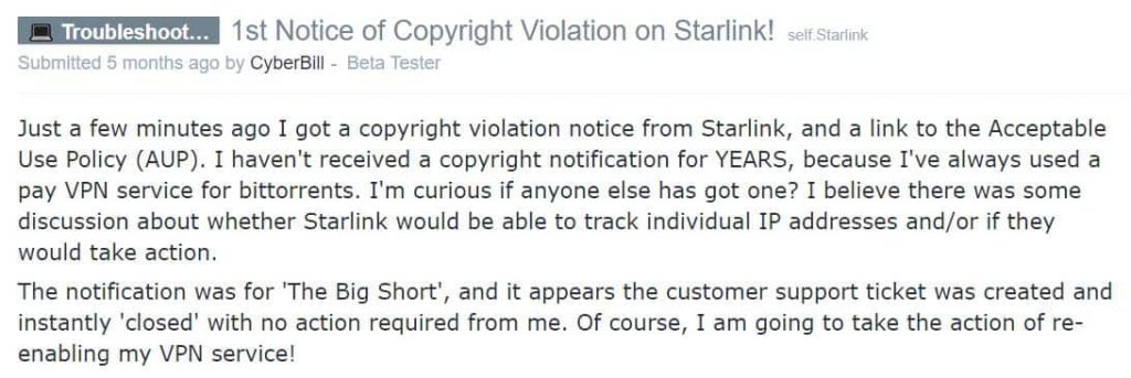 Why torrenting on Elon Musk's Starlink is not a good idea?