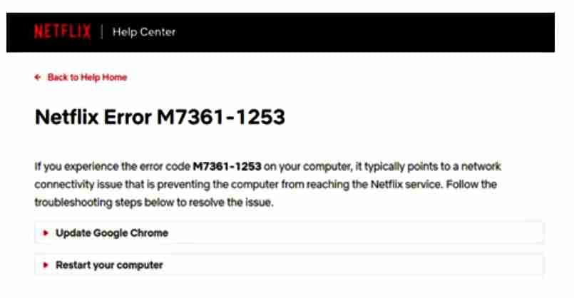 Netflix errors - How to fix them - Error Code M7361-1253