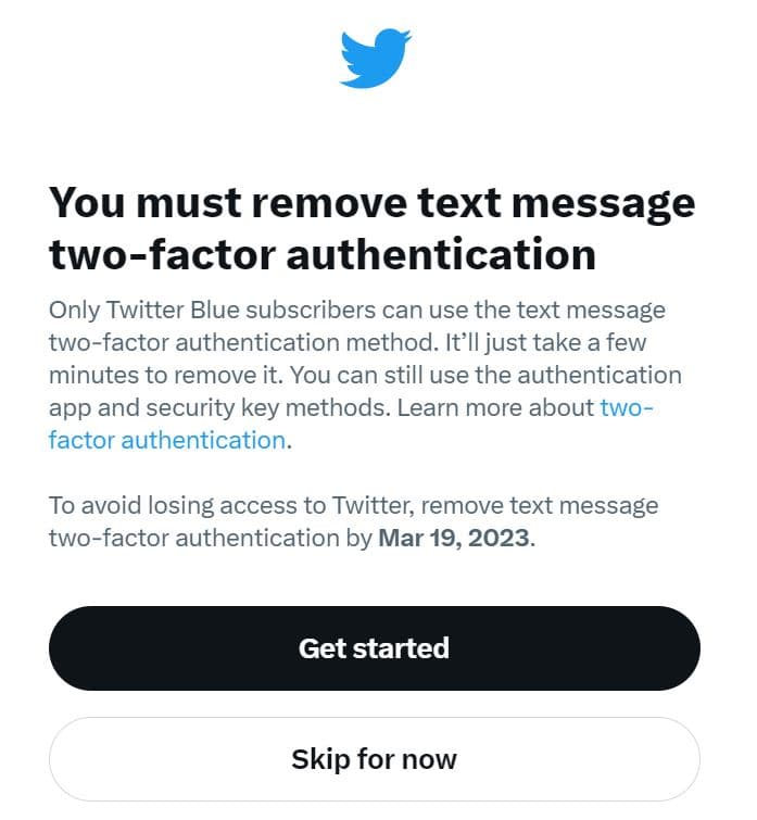 SMS-Based 2FA Will Be Limited to Twitter Blue Users