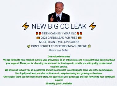 BidenCash Market Leaks 2M Credit Cards in Birthday Blitz