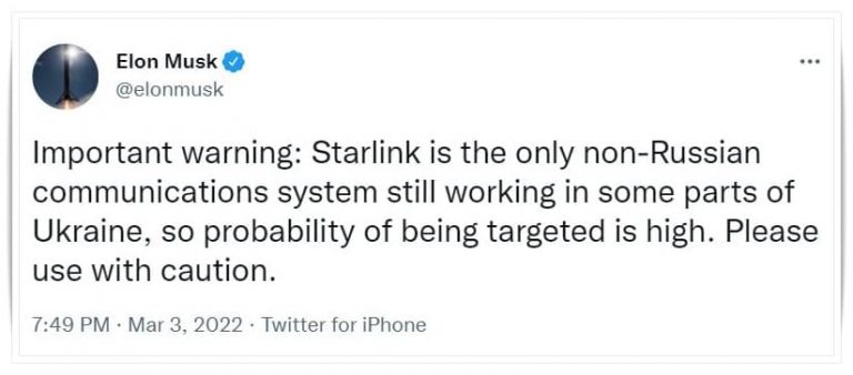 Elon Musk warns of possible targeted attacks on Starlink in Ukraine