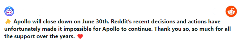 3rd-Party Reddit App Apollo Forced to Shut Down Due to API Charges