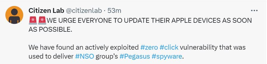 BLASTPASS: Update NOW! Pegasus Spyware Exploit Found in iPhones Running Latest iOS