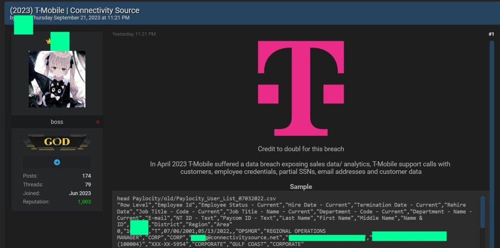 90GB of User Data Posted on Hacker Forum Linked to T-Mobile Glitch