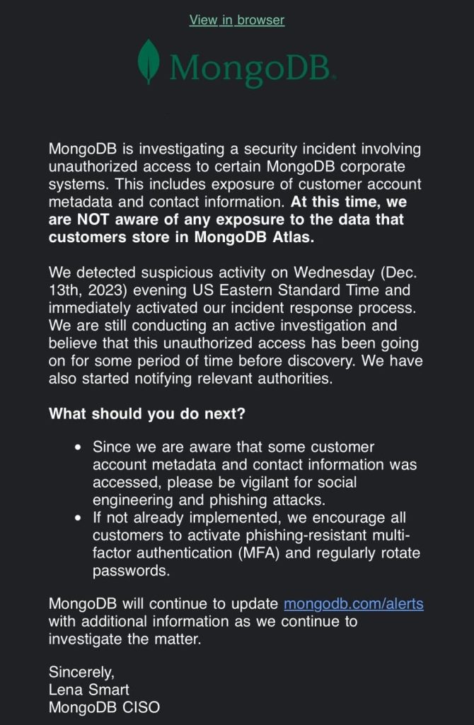 Hackers Access Customer Info in Latest MongoDB Data Breach