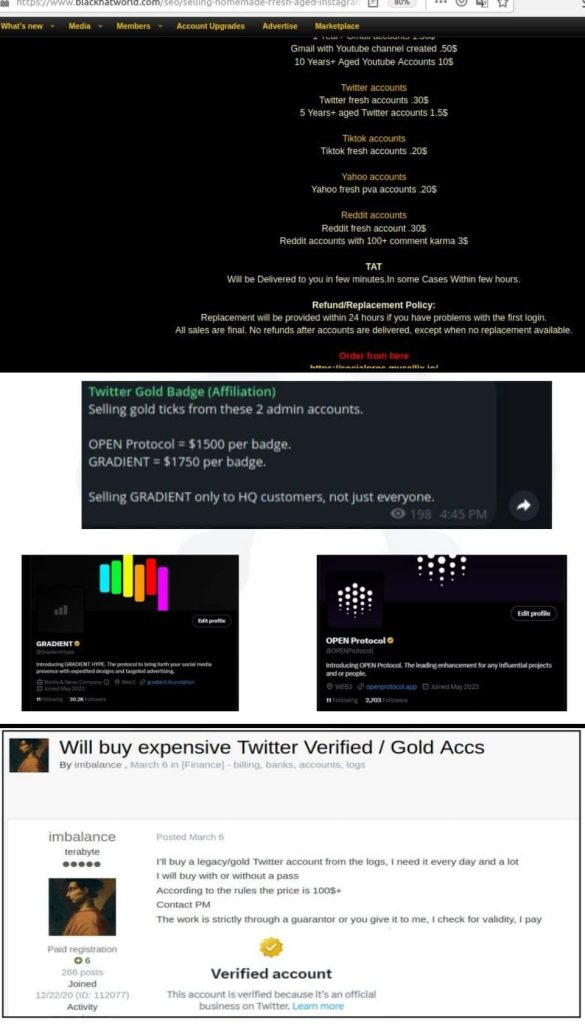 Scammers Selling Twitter (X) Gold Accounts Fueling Phishing, Disinformation