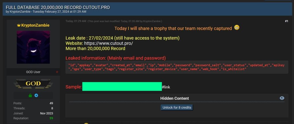 Hackers Claim Data Breach at CutOut.Pro AI Editing Tool, Leak 20M User Info